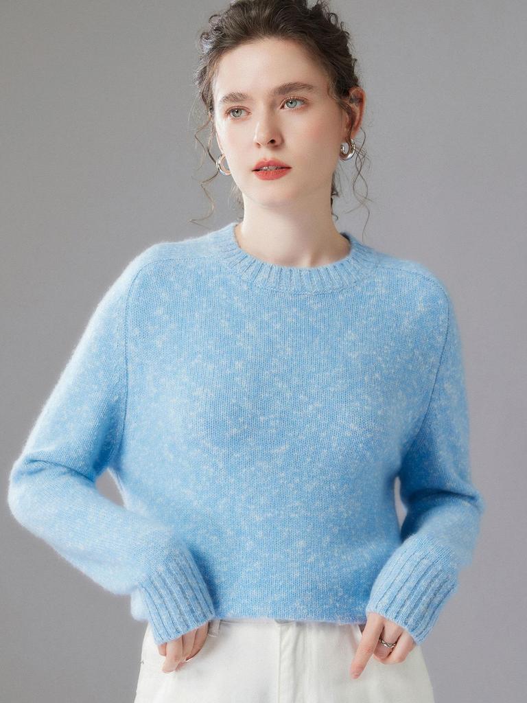 Women's Retro Loose Fit Cashmere Sweater - Plus Size Round Neck Pullover for Autumn/Winter