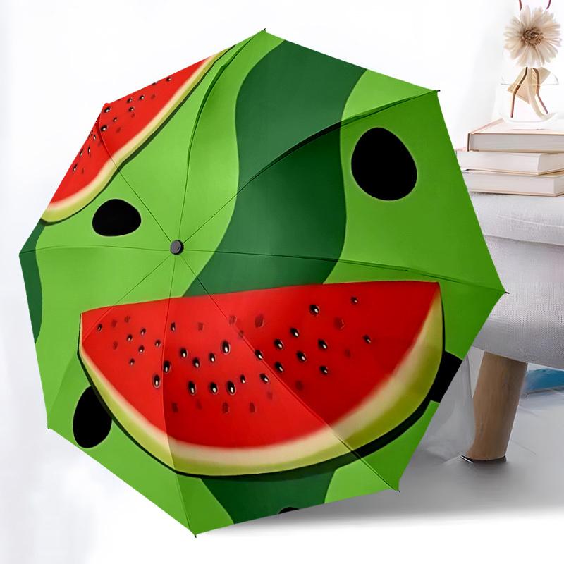 1PC Watermelon Slice Automatic Folding Umbrella, Portable & Foldable Design with 8 Ribs, 26