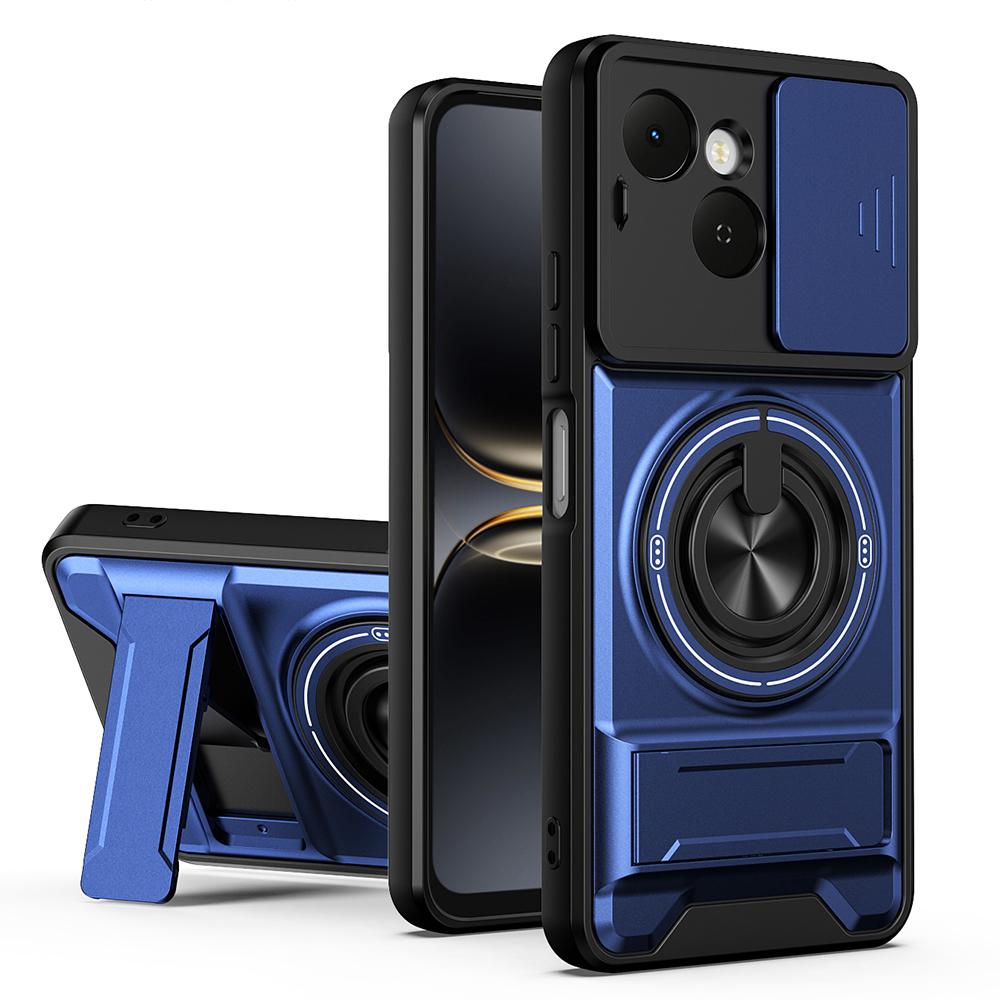 KEYSION Magnetic Phone Case for TECNO Spark 40C 4G Slide Camera Protection Upright Kickstand 360° Ring Shockproof Back Cover