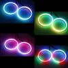 2PCS RGB Angel Eye LED Daytime Running Headlight Lights with APP Control Multi-Color Synchronized to Music for Vehicles 60MM-120
