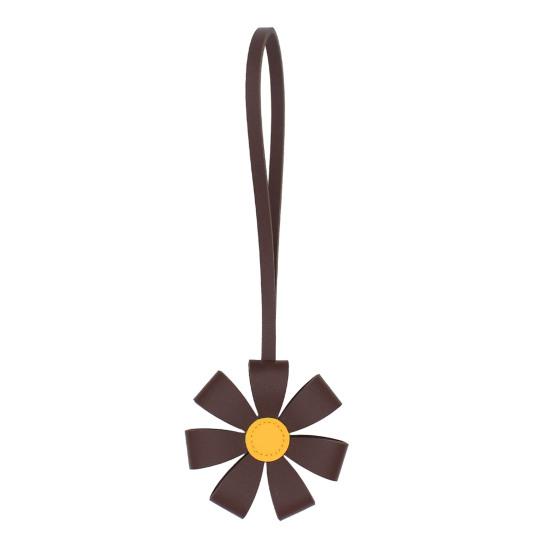 Flower Pendant Multi-Petal Design Faux Leather Bag Charm with Adjustable Strap Handbag