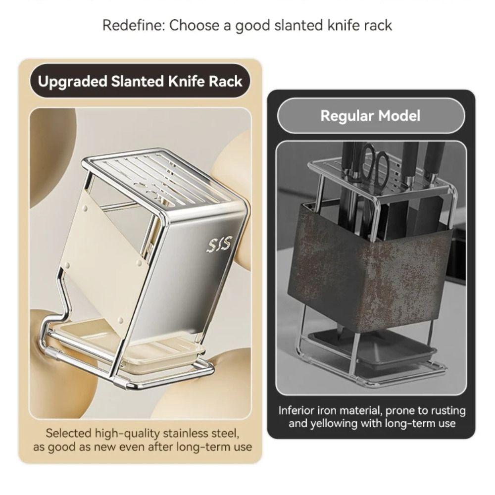 Multifunctional Kitchen Utensil Organizer Drain Tray Tool Storage Rack Cutter Holder  Household