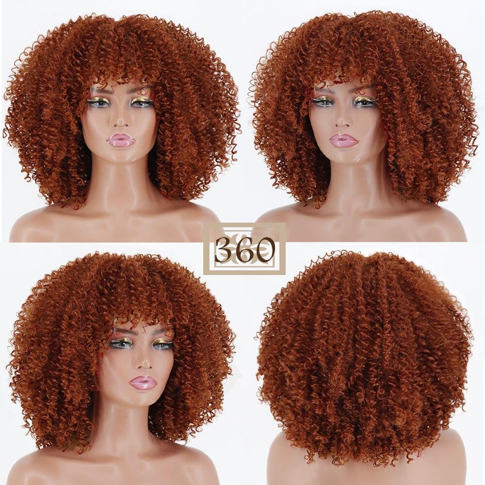 MISSQUEEN Short Afro Kinky Colly Wigs for Black Women African Cosplay Wigs Blonde Brown High Temperature Heat Resistant Fiber