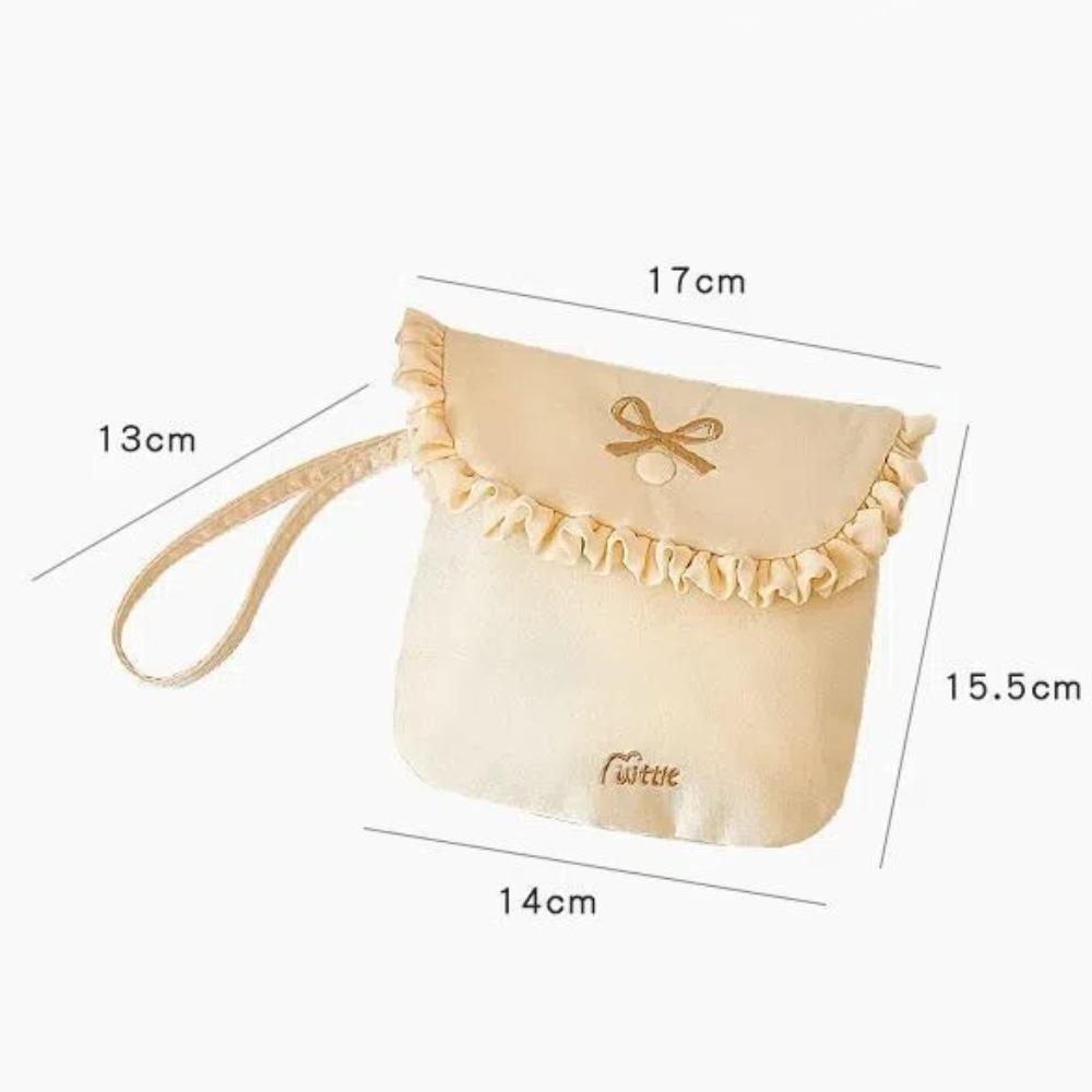 Portable Bow Embroidery Mini Storage Bag Multifunctional Solid Color Wallet Pouch Sanitary Napkins Bag Travel