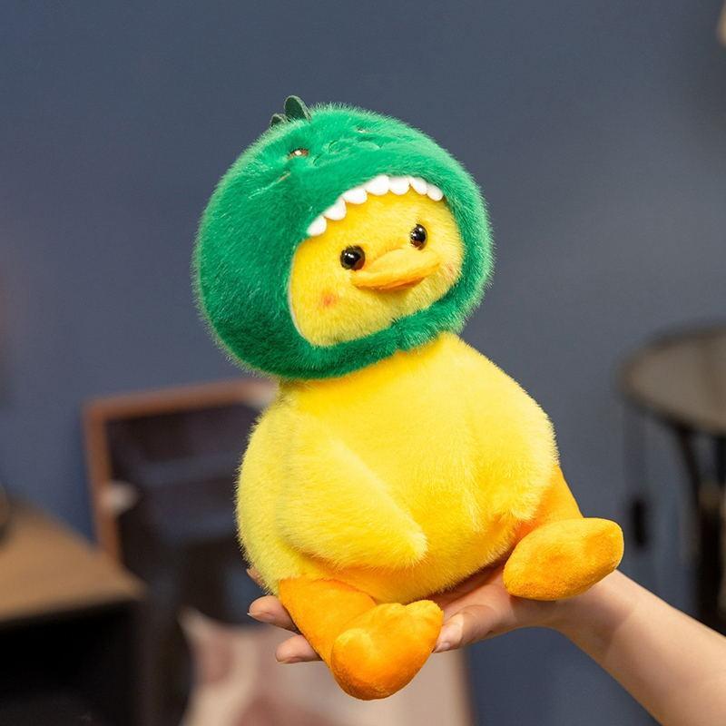 Plush Toy Transformed Into A Little Yellow Duck Doll Wearing A Hat Little Yellow Duck Doll Dinosaur Rabbit Hood Yellow Duck Accompanying The Doll