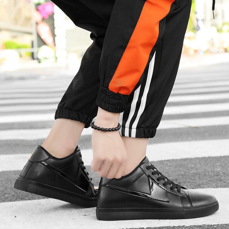 Men's Trendy Cowhide Sneakers - 8CM Taller, Round Toe, Thick Sole, Casual Sports Shoes