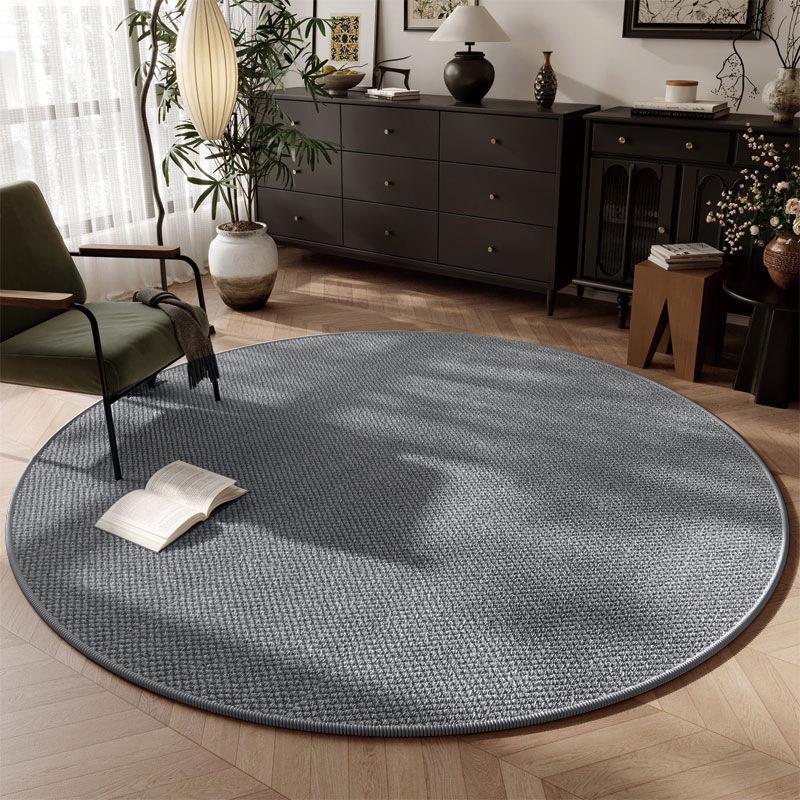 Retro-Style Round Imitation Jute Living Room & Bedroom Carpet, Machine Washable Floor Mat