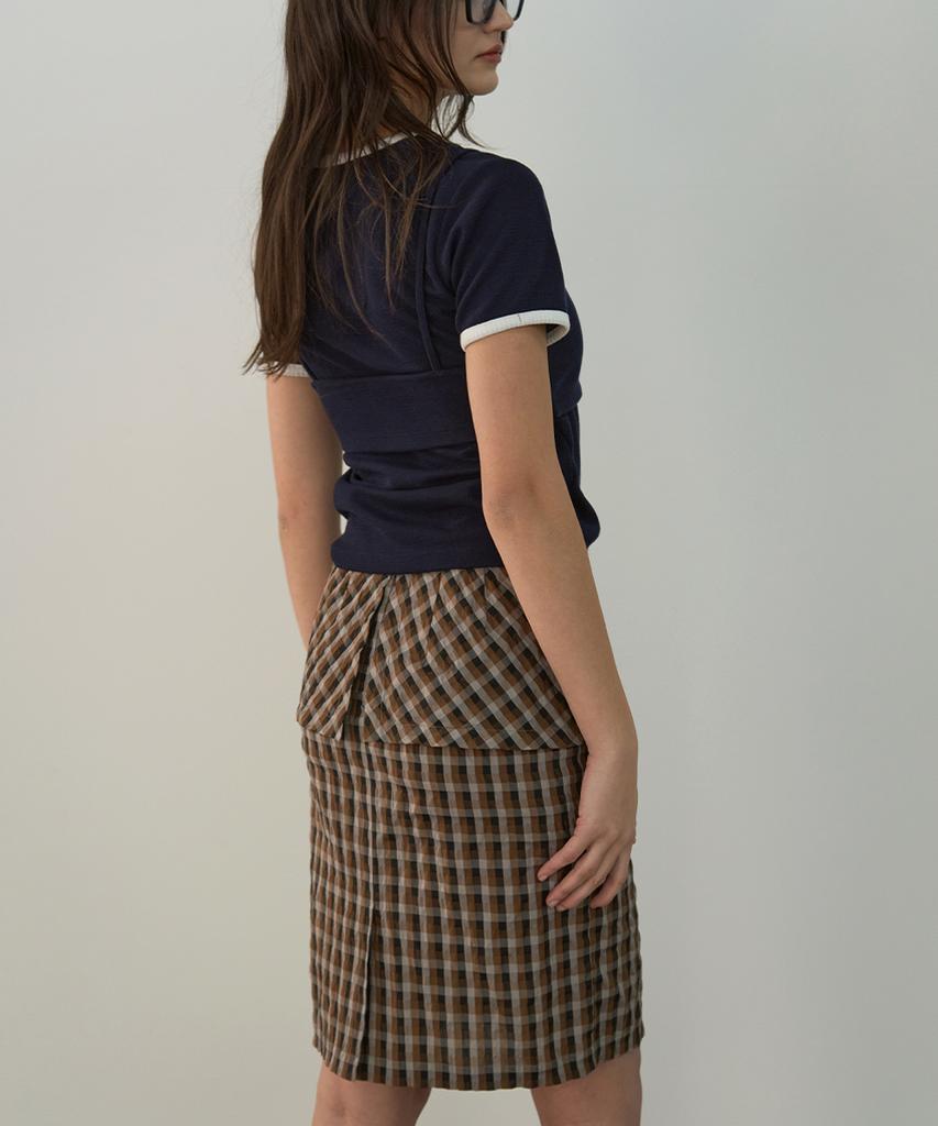 Sigreat Check Flap Midi Skirt
