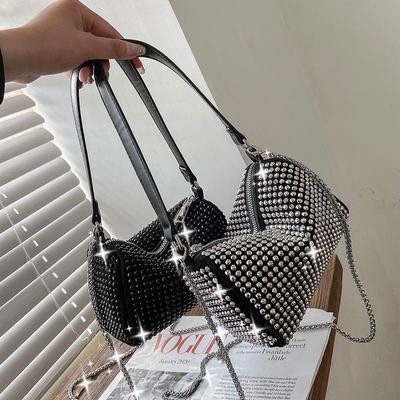 Rhinestone Bag Fashion Full Rhinestone Handbag Single Shoulder Underarm Bag Chain Messenger Bag