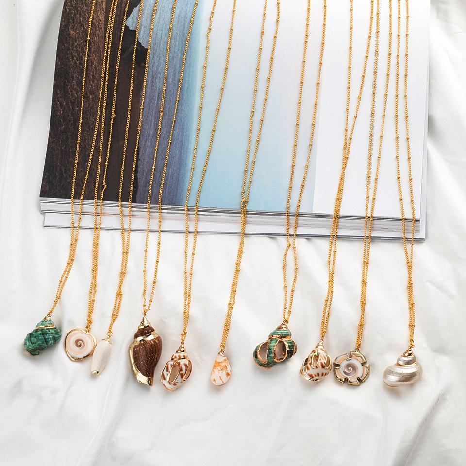 

Natural Shell Series Jewelry Cute Style Small And Fresh Shell Pendant Necklace Female Personality Clavicle Chain светло-серый