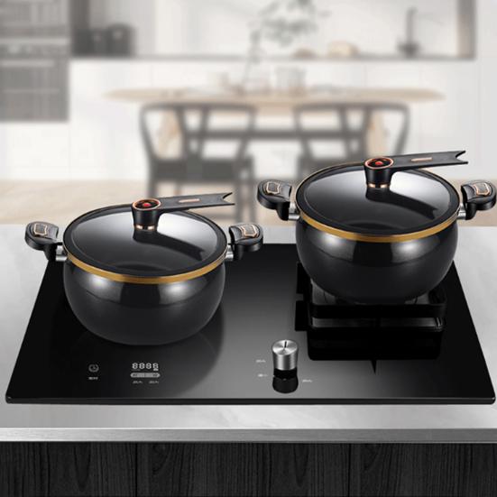 Nonstick Ceramic Coated Soup Pot with Lid 8L Micro Pressure Cooker Heavy Metal-free Cooking Pot for Stovetops