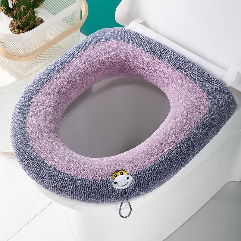 Universal Plush Velvet Winter Toilet Seat Cover & Cushion Ring