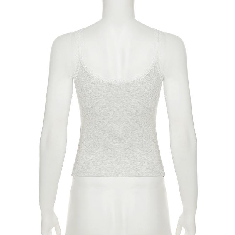 Skinny Lace Patchwork Strap Cropped Tops Women Summer Sexy Mini With Bow Camisole Holiday Beach Basic Clothes