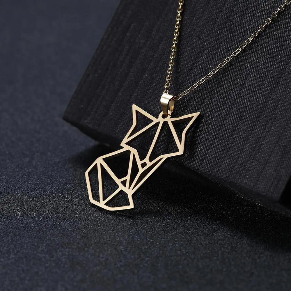 Skyrim Gold Color Amulet Fox Animal Pendant Necklace Stainless Steel Statement Choker Chain Necklaces Jewelry Accessory Women