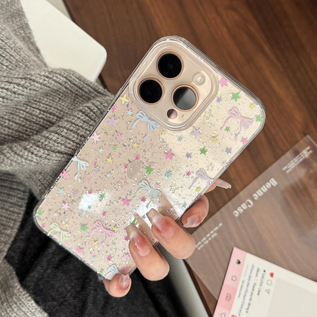 Stars Full Screen Suitable for Apple 17promax Mobile Phone Case 15 Glitter Powder Iphone14 Dopamine Bow 11 Hard