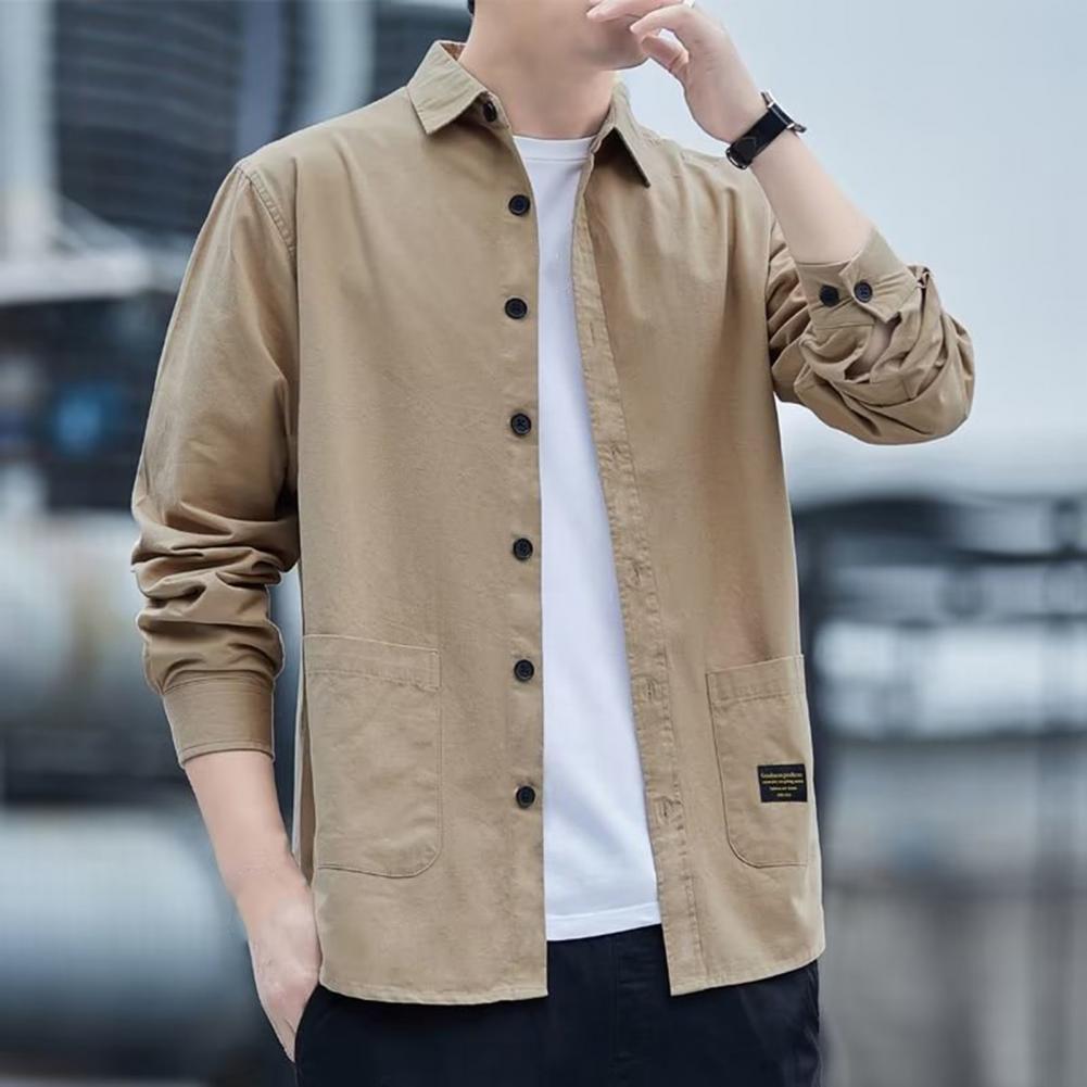 Korean Style Men Cargo Shirt Men's Jackets Streetwear Outdoor Casual Jacket Shirt Vintage Spring Autumn Shirt Coat Men Tops