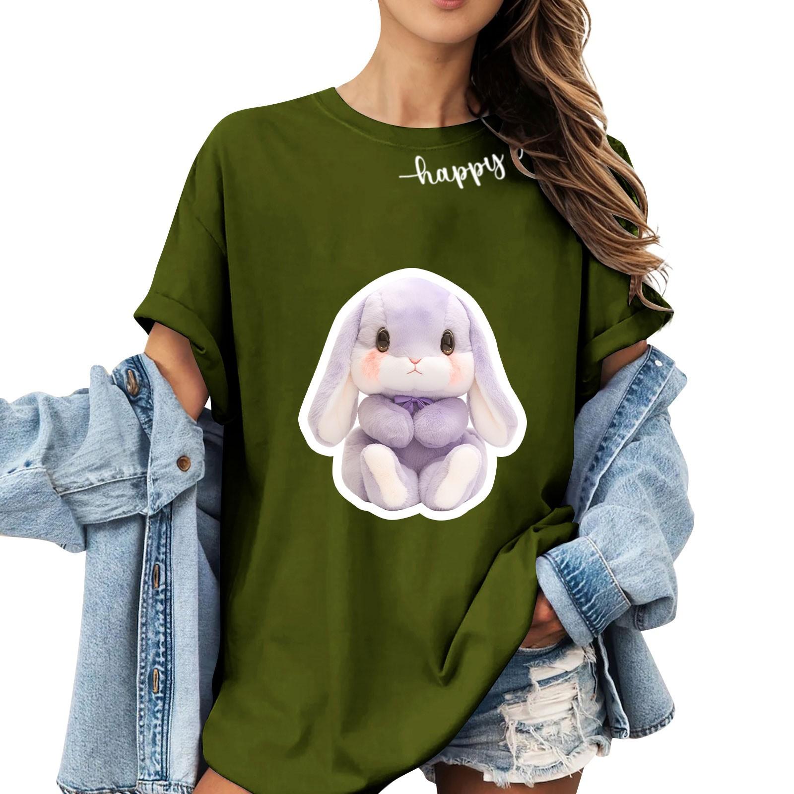 

Футболки с короткими рукавами для женщин, модные топы, легкие и мягкие повседневные летние наряды, одежда L армия зеленый