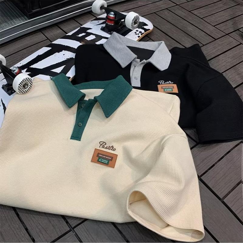 2024 Summer Polo Shirt Short-sleeved T-shirt For Men American Retro Trendy Brand Handsome Versatile Half-sleeved T-shirt Tops