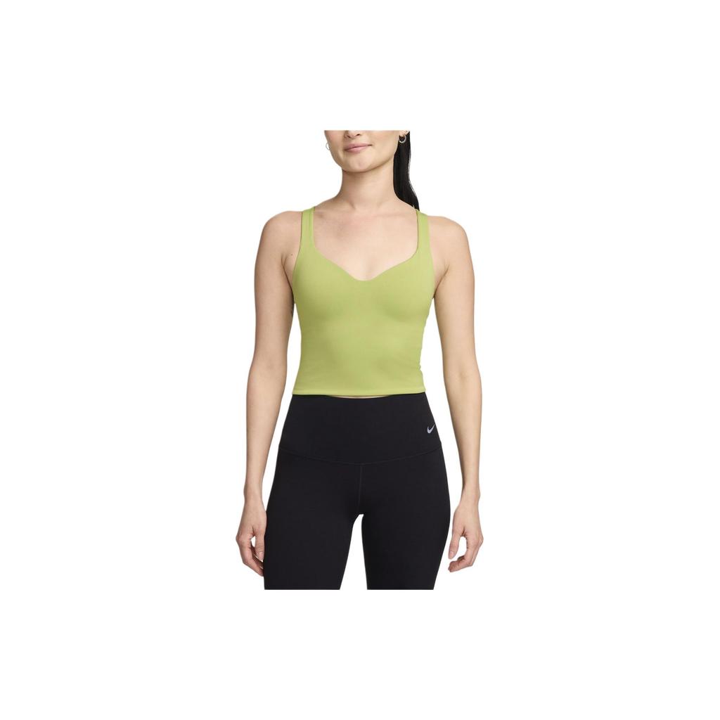 Nike Solid Color Casual V-Neck Sports Tank Top Women Tops Green FN0544-377