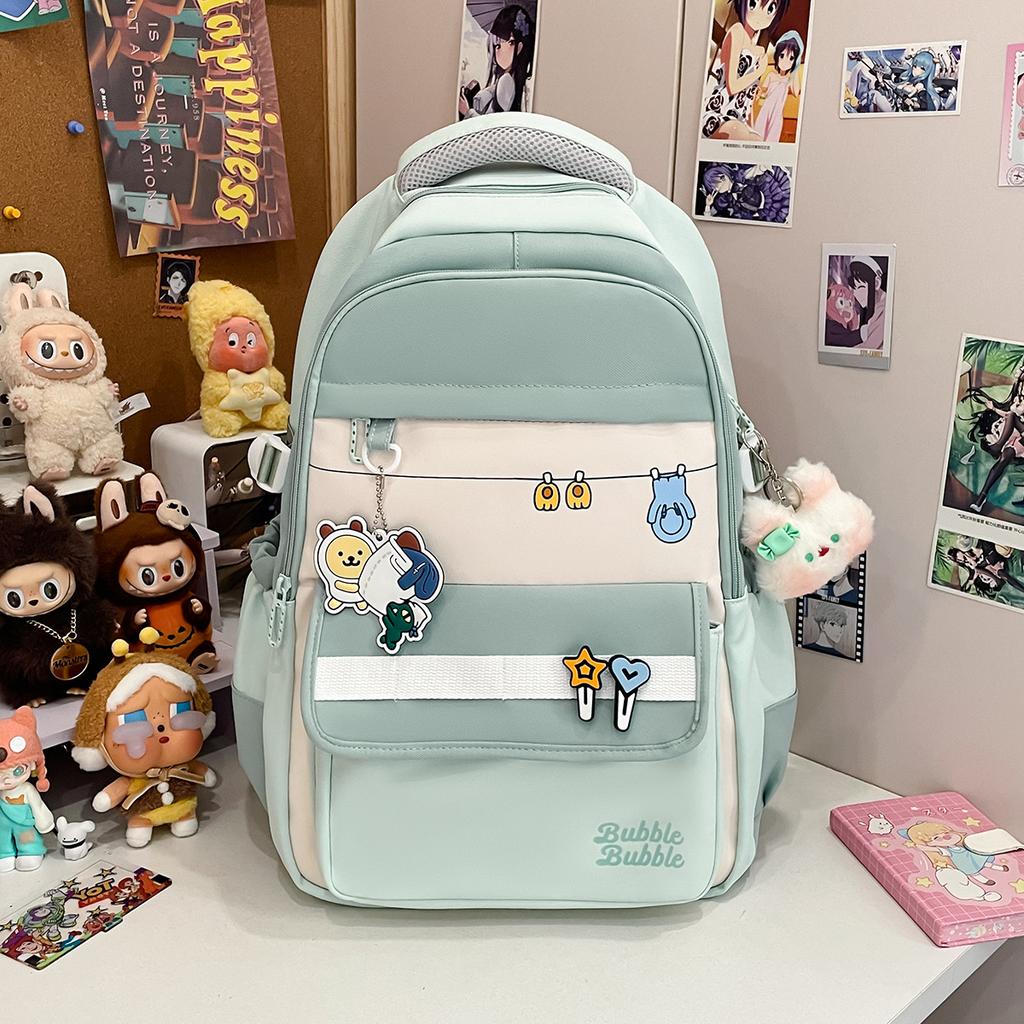 ins Girls College Style Casual Versatile Backpack Junior High School Student Large Capacity School Bag Women's Travel Light Backpack
