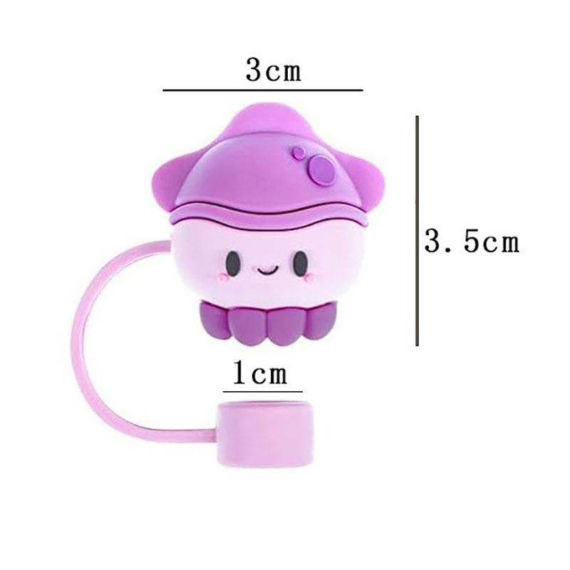 1Pc Silikon Abdichtung Stroh Stecker Wiederverwendbare Trinken Staub Kappe Cartoon Stecker Tipps Abdeckung Anzug Küche Tasse Diy Zubehör