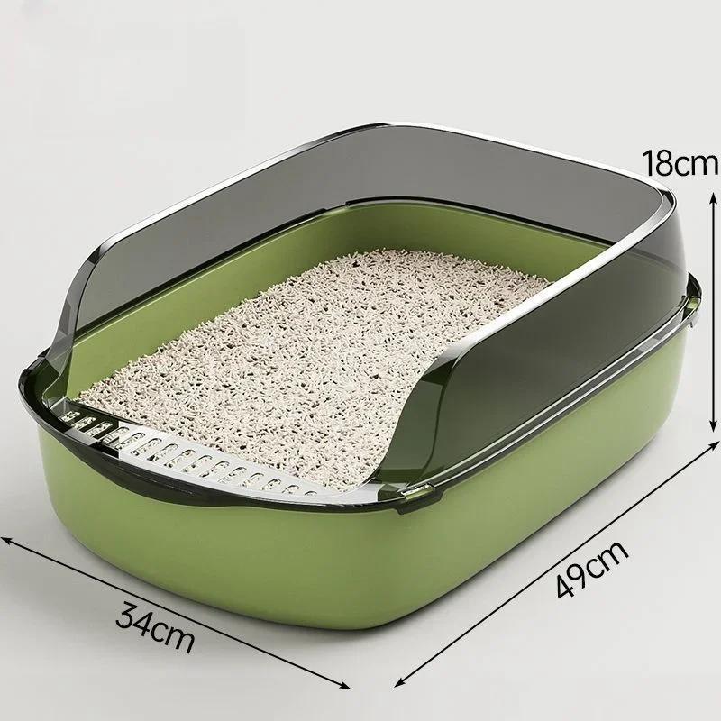 Large Capacity Cat Toilet Cleaning Basin-Splashproof Pet Sandbox Litter Box Durable Cat Tray Bedpan Supplies for Kittens & Cats