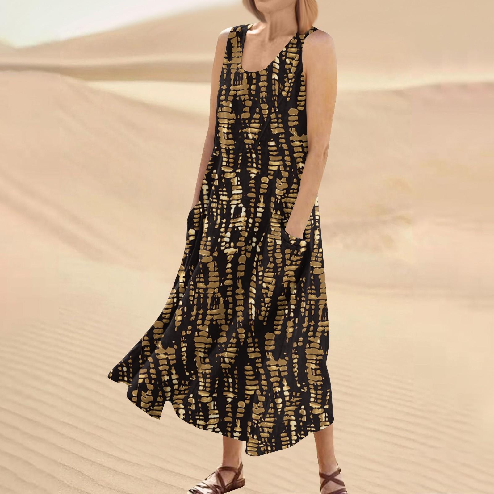 

Женское модное повседневное однотонное хлопковое льняное платье без рукавов с карманами L