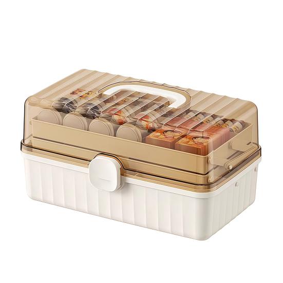 

3-ярусна аптечка для зберігання ліків, велика місткість, органайзер для ліків з прозорою кришкою, ручкою, пластиковий порожній ящик для першої допомоги для дому, офісу, подорожей L