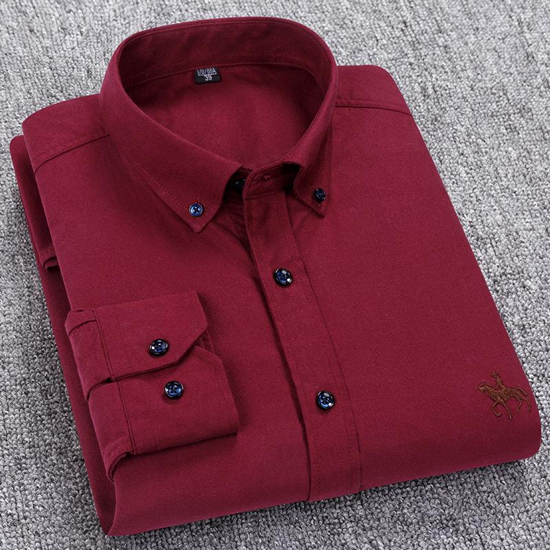 Fashion Top  Quality Mens Formal Dress Shirts Long Sleeve White Pure Cotton Business Slim Fit Plus Size Office