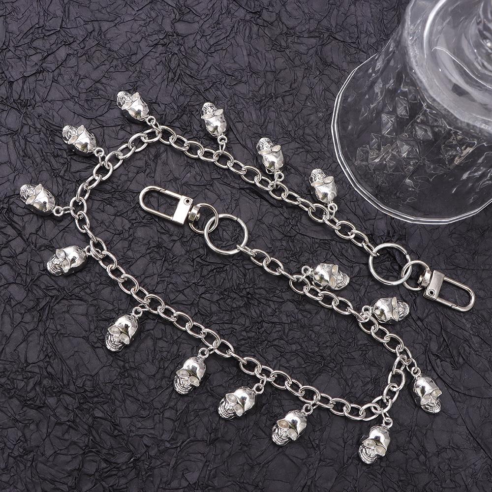 Men\'s Waist Key Chain Retro Skull Metal Hip Hop Gothic Punk Pants Jeans Bike Ride Wallet Key Ring