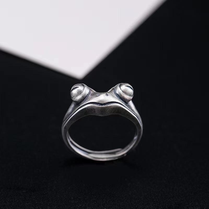 Retro Silver Plated Frog Animal Knuckle Rings for Women Charm Gothic Punk Frog Opening Finger Rings Fashion Jewelry Gift