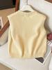 French White Layered Vest Cardigan Sweater Women Fall Winter Slim Fit Loose Knit Sleeveless Open Front Top