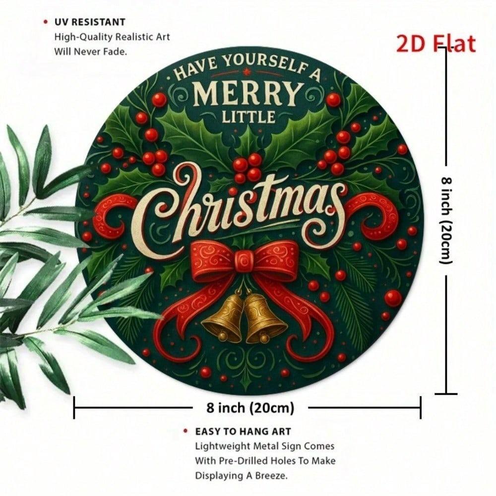 Vintage Metal Tin Sign 8x8 Inch Retro Christmas Holly Berry Wall Decor for Home Bar Cafe