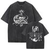 Washed Vintage Rock Band Korn Freak on A Leash Double Sided Print T Shirt Men Gothic Casual Oversized Tees Unisex Summer Tshirt