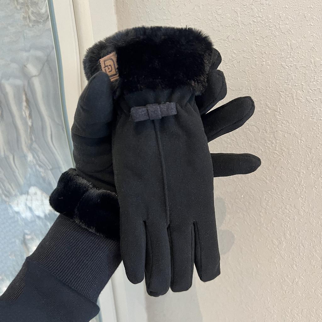 Fleece Thickened Warm Gloves Winter Women Windproof Cold Students Outdoor Riding Electric Vehicle Five Fingers Touch Screen Tide