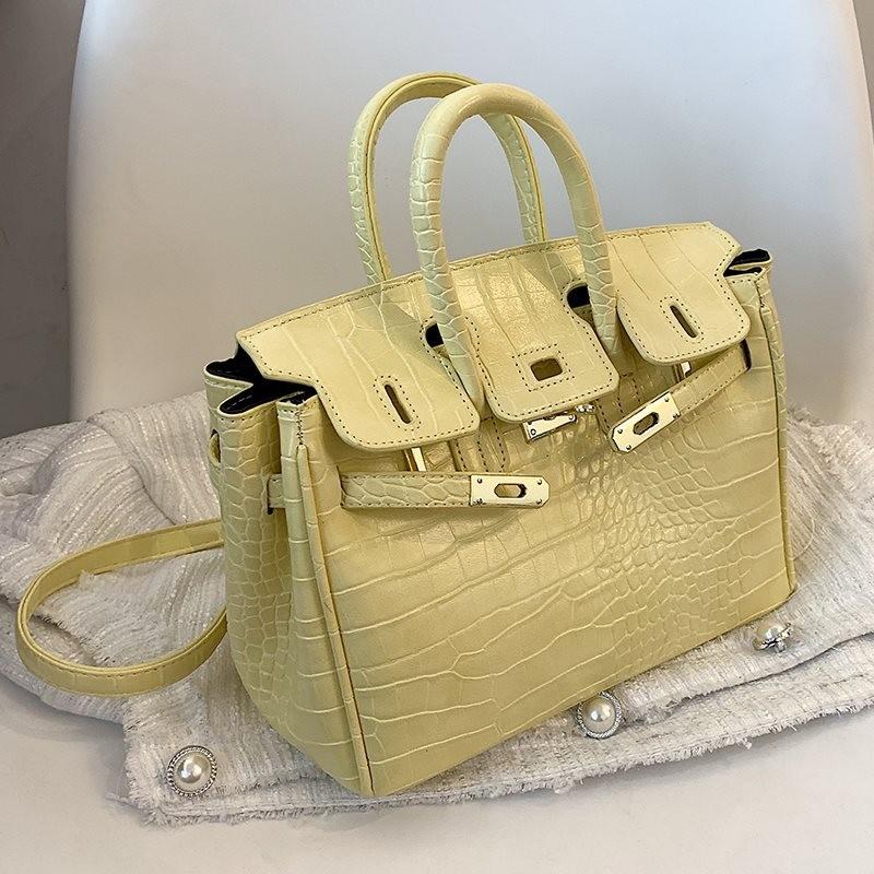 Elegante Handtasche mit Krokodilmuster für Damen Stilvolle Vielseitige Kelly Tote Bag in Schwarz Khaki Gelb Rosa Und Weiß