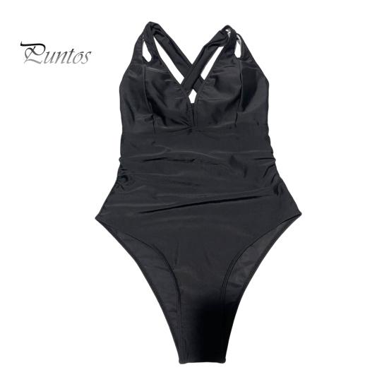 

Женский монокини с V-образным вырезом, шнуровкой на спине, слитный купальник с регулируемыми бретелями, утягивающий дизайн, пляжная одежда S чёрный