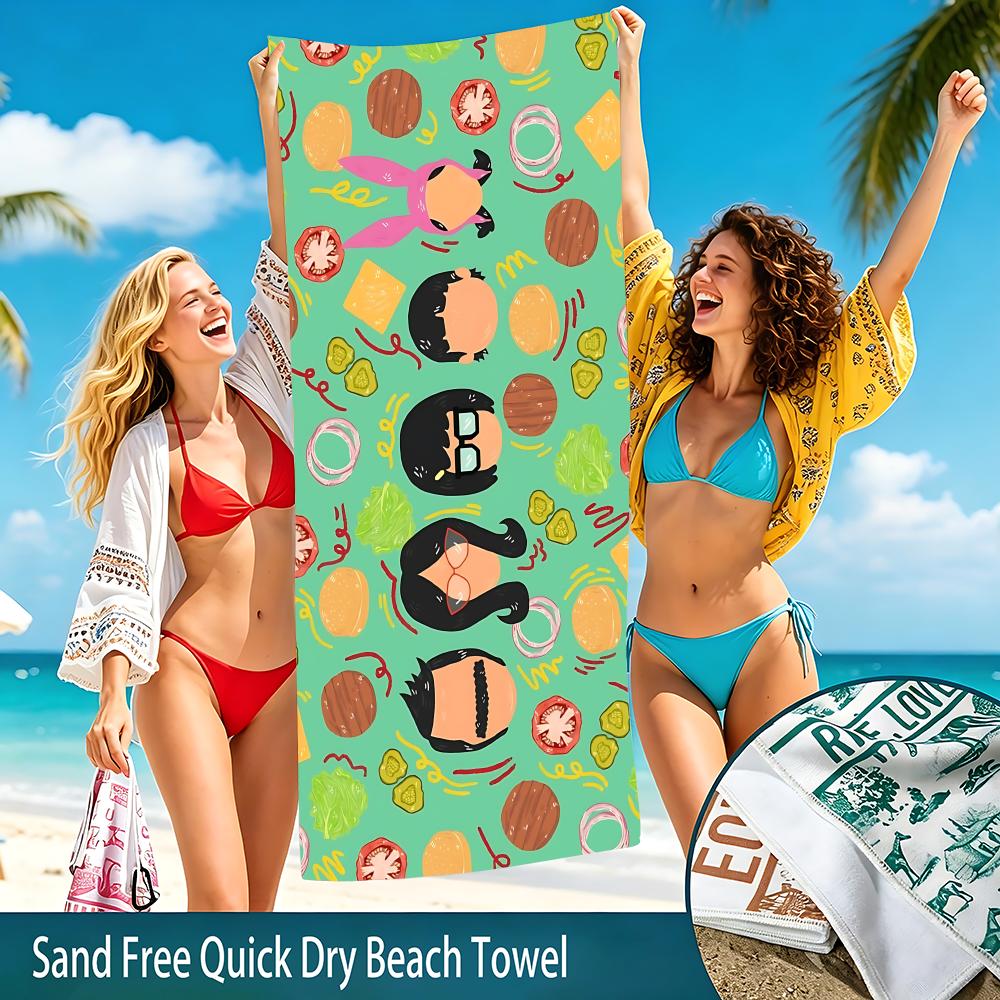 Beach Towel Oversized Casual B-Bob'S Burgerss Towel Super Absorbent Soft Swim Beachtowels For Men, Women