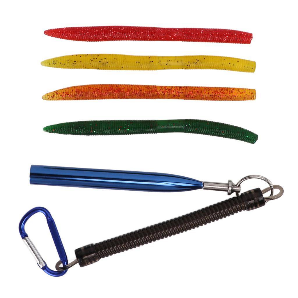 65pcs box Soft Worm Bait Fishing Lures Kit with Rubber O Ring Artificial Soft Lure Baits for Bass Fishing