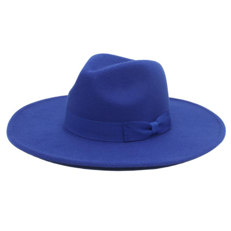 Jazz Hat Retro Men'S And Women'S Cotton Felt Hat Big Brim Panama Hat Gold Chain Hat