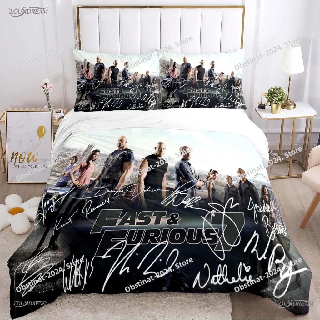 3D Fast Furious Car Enthusiast All Season Bedding Set Printed Duvet Cover Sheet Pillowcase Soft Quilt Cover Full Queen King Size