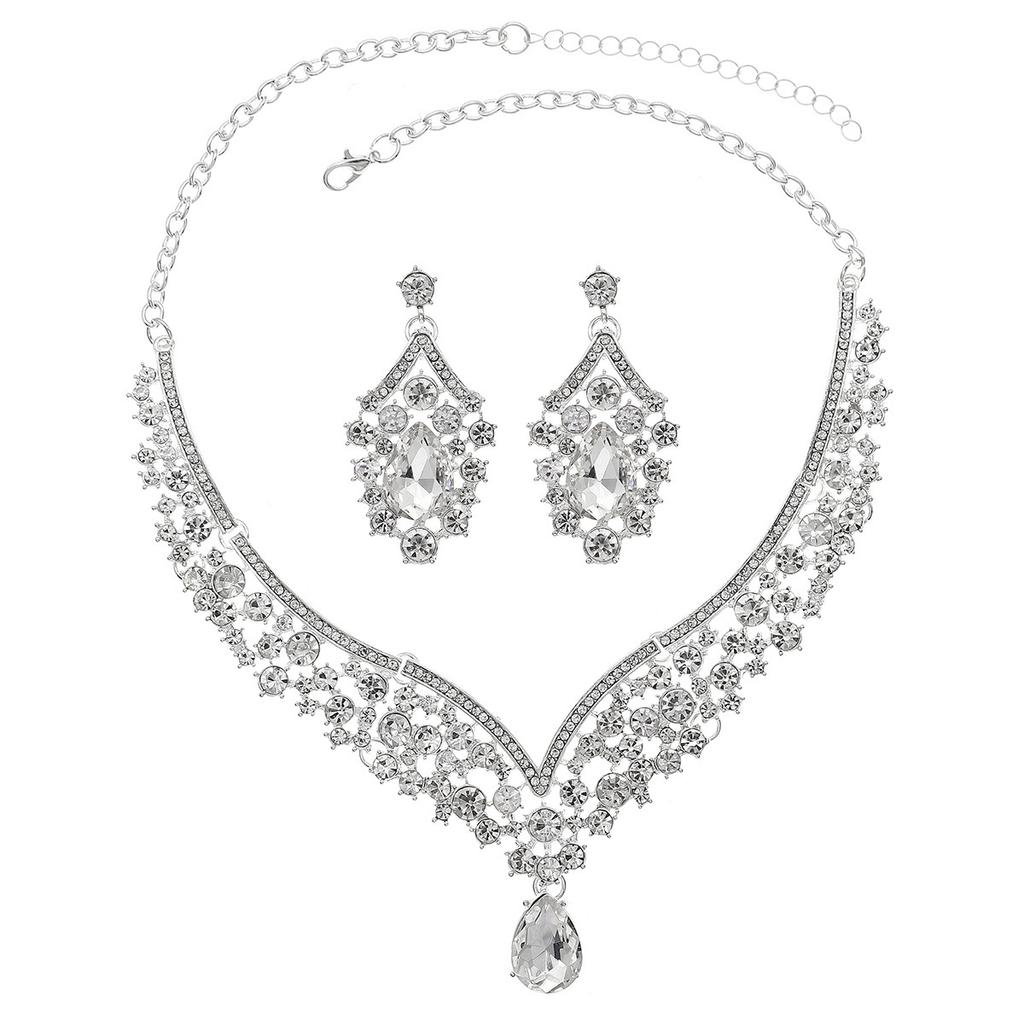 European and American Retro Necklace Earrings Set Bridal Wedding Banquet Dress Accessories Exaggerated Luxury Ruby Two-piece Set 2026