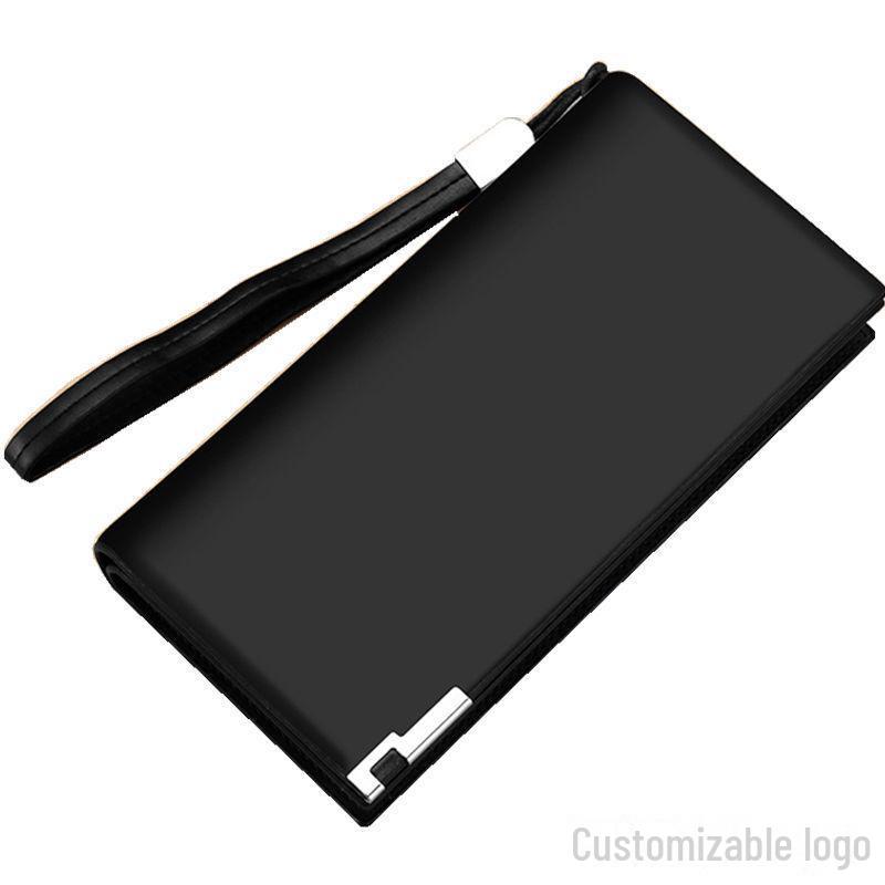 Carteira masculina de grande capacidade com zíper longo e compartimento para vários cartões