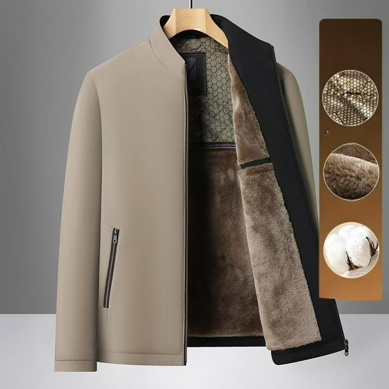 

Autumn and Winter Black Gold Men s Plus Velvet Thick Jacket Quilted Jacket Dad Wear Stand-up Collar Jacket 195 хакі