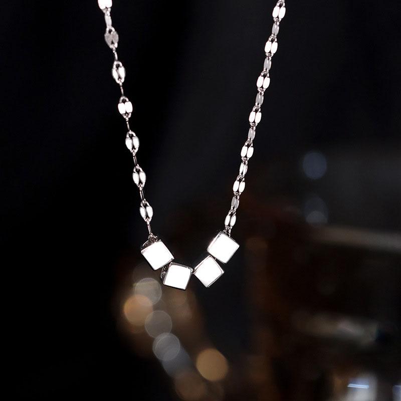 

ANENJERY квадратное ожерелье-цепочка для женщин, простое блестящее колье с геометрическим рисунком, вечерние украшения серебряный