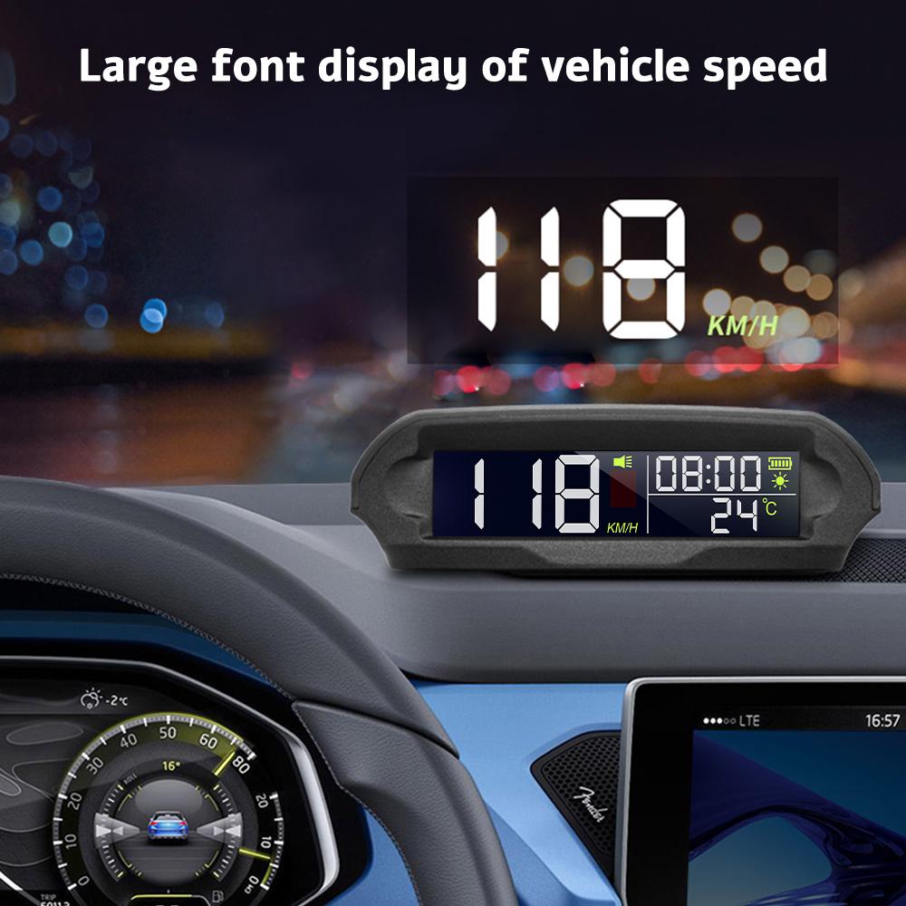 Car Electronic HUD X98 Solar Digital Speedometer Gauge MPH KM/H Windshield Speed Projector Security Alarm Wireless Universal