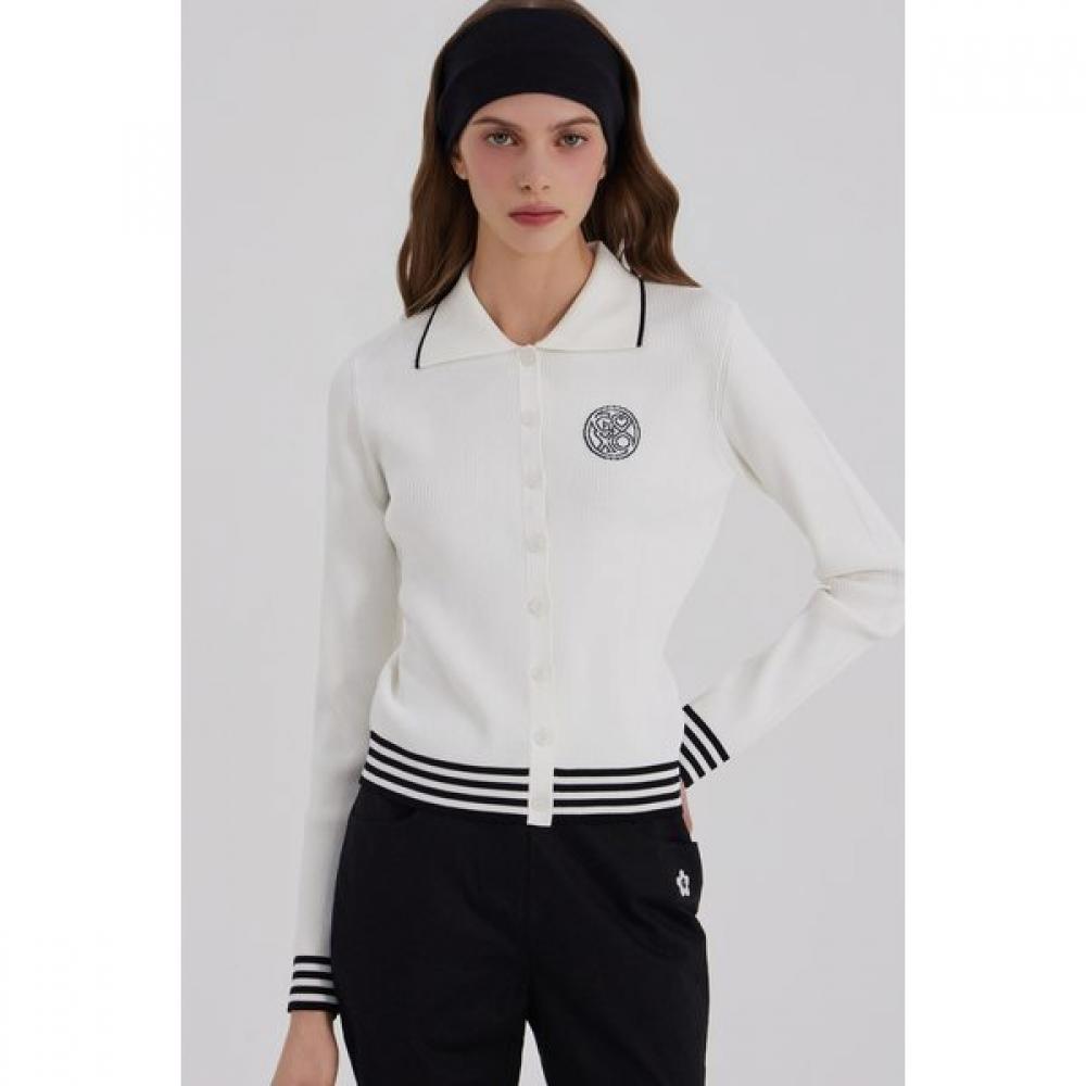 Goxo Knit Cardigan Classic Logo White