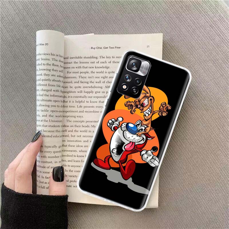 Anime Ren and S-stimpy Phone Case For Redmi Note 13 12 Pro Plus 14 15 Pro 5G 11 11T 11E 11S 10 Pro 10S 9 9S Cover Cell Clear TPU