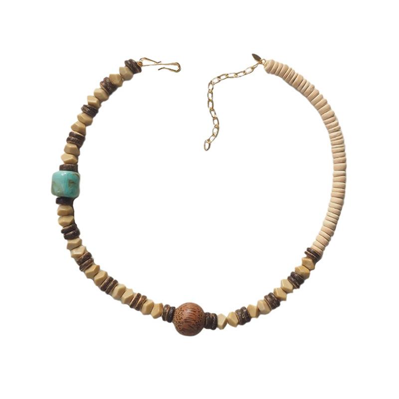 

Высококачественное персонализированное многоцветное ретро-стильное ожерелье из цельного дерева из кокосового дерева с разноцветными бусинами