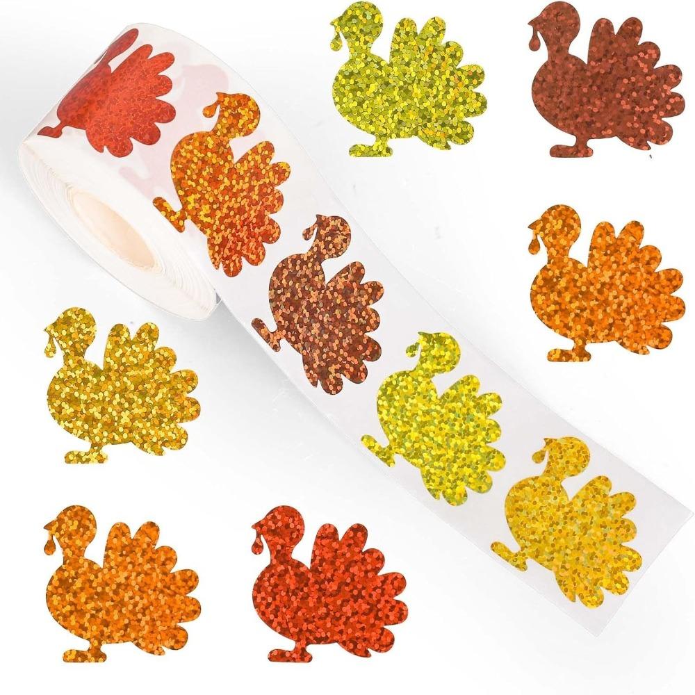 500 Stück/Rolle Sonnenblumen Halloween Aufkleber Schneemann Dekoratives Papier Geister Aufkleber Lasertyp Wasserdicht Reflektierende Etiketten Decals